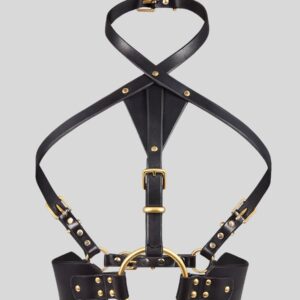 DiamondEdge™ – Harnais Sculptural en Cuir avec Anneau Doré Central