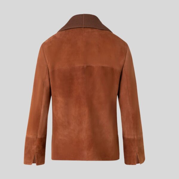 Brun Luxe – Blouson Croppé en Daim Marron Foncé pour Femme