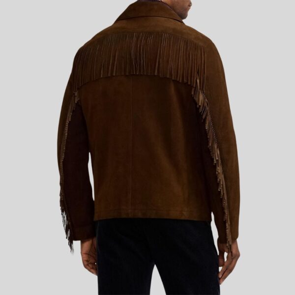 Yukon Rust – Veste Daim Frange Brun Foncé Homme Style Western