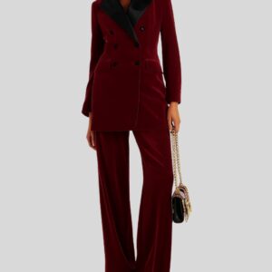 Laura Blazer Smoking Femme Velours Bordeaux