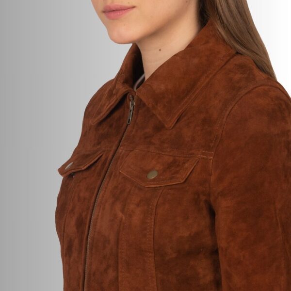 Veste En Daim Marron Femme - Classique