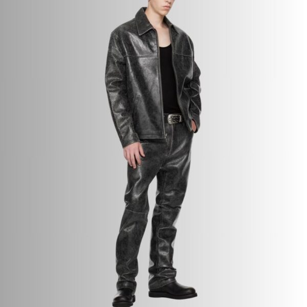 Pantalon En Cuir Agneau - Fissuré