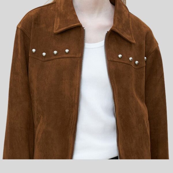 StudLine – Veste en Daim Marron à Clous pour Femme