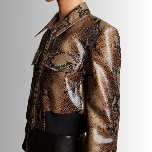 Veste En Cuir Femme Courte - Python En Relief