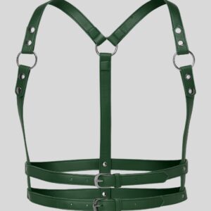 Émeraude Nocturne – Harnais en Cuir Vert pour Femme