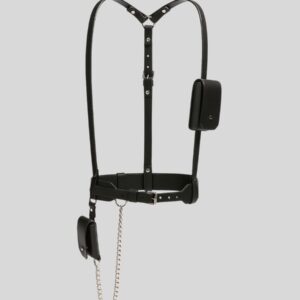 PocketLink™ – Harnais Cuir Noir avec Chaîne Métallique et Pochettes