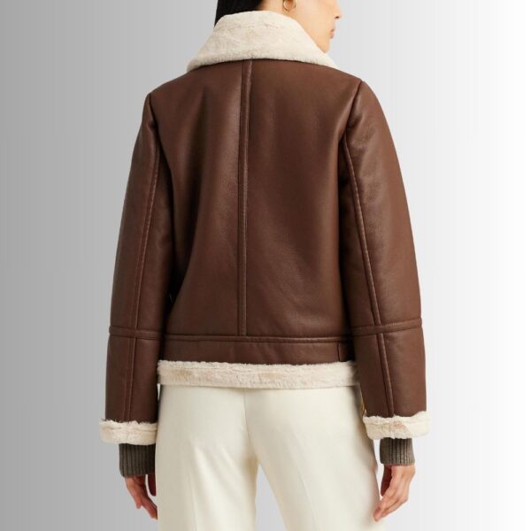 Veste Cuir Marron Fourrure Femme - Moto-détaillée