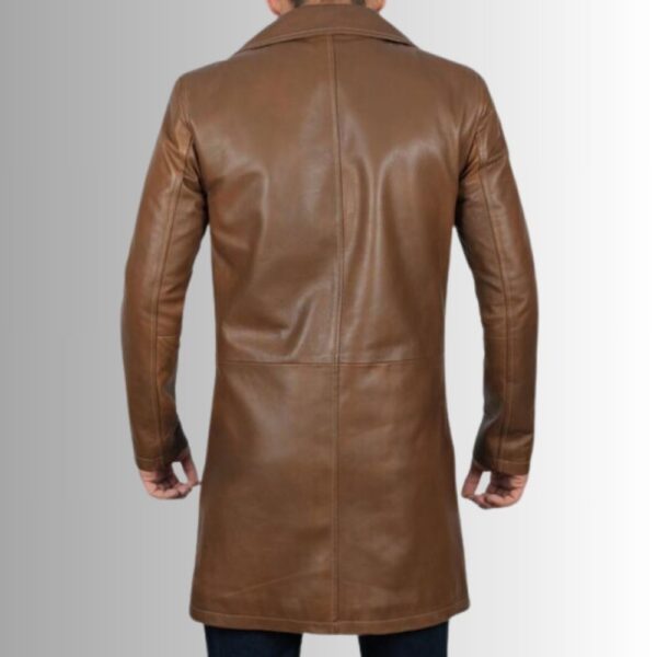 Manteau Cuir Homme Long – en Marron
