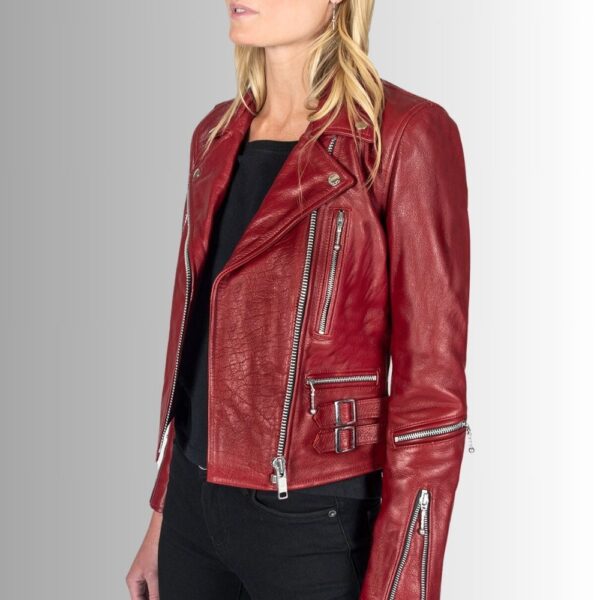 Perfecto Cuir Rouge Femme
