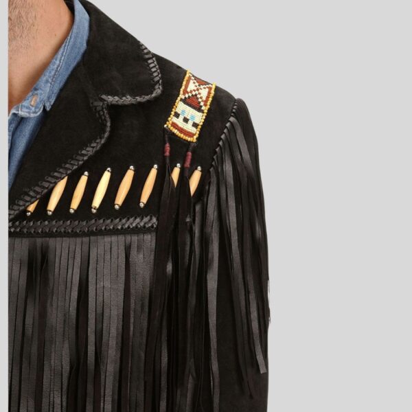 Black Feather – Veste Western Homme en Daim à Franges