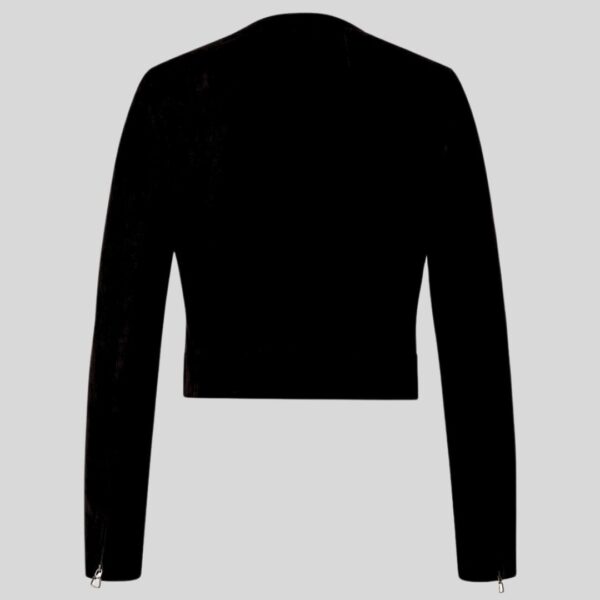 Noir Élégance – Blouson Court en Daim Noir pour Femme