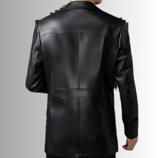 Blazer en cuir noir homme