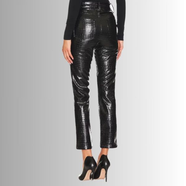 Pantalon Droit Cuir Femme - Noir