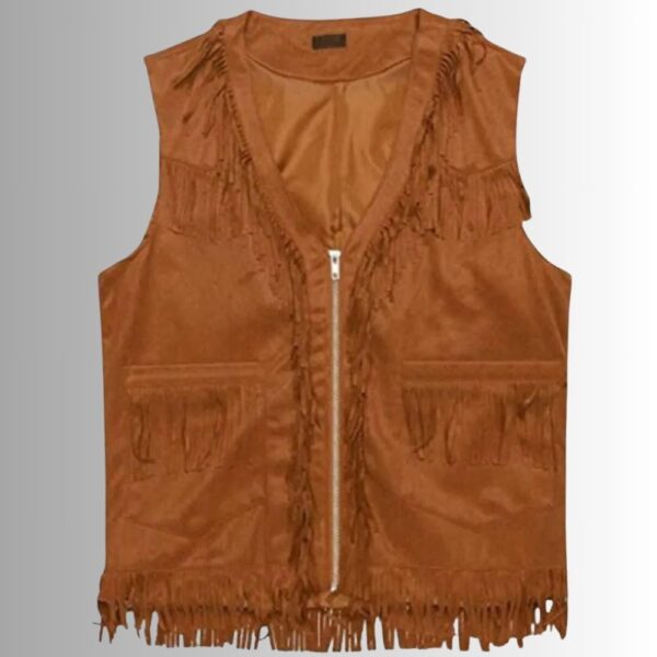 Gilet Cuir Cowboy Homme - Bordé