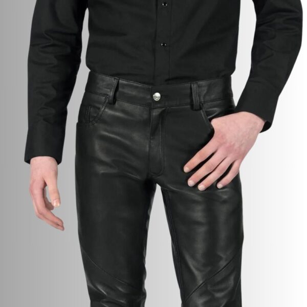 Pantalon Homme Cuir Noir - Coupe Ajustée