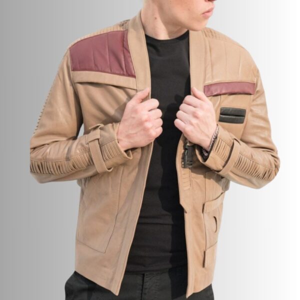 Beige Révolte – Veste cuir homme style rebelle – Détails contrastés
