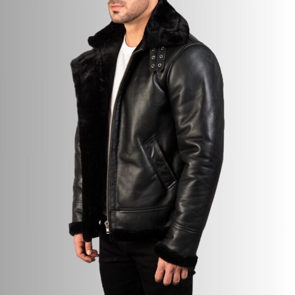 Blouson Peau Lainée Homme - Noir