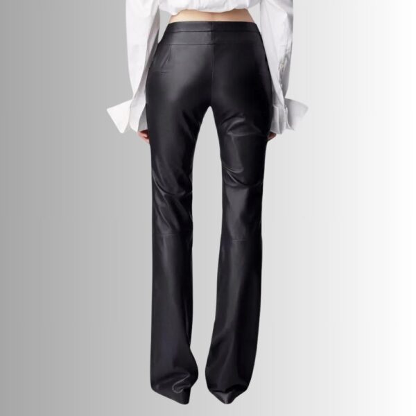 Pantalon Cuir Noir Femme - Jambe Droite