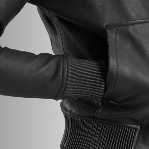 Veste Cuir Capuche Femme - Noir