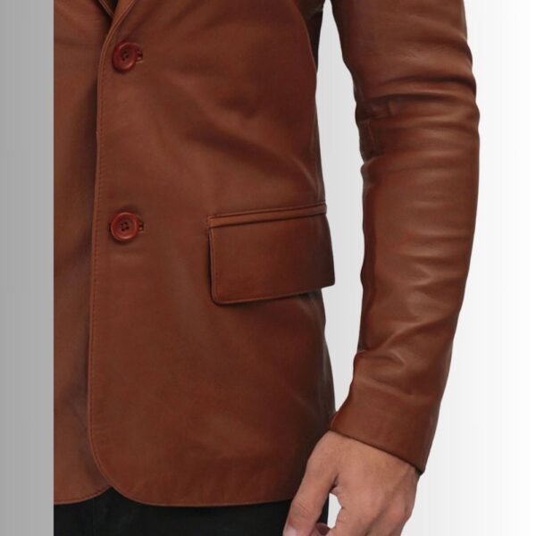 Blazer en cuir marron pour homme