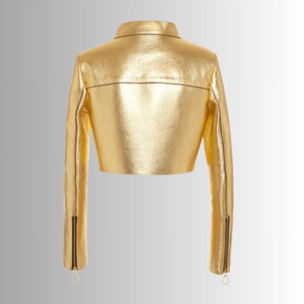 Perfecto Doré Femme - Style Motard Zippé