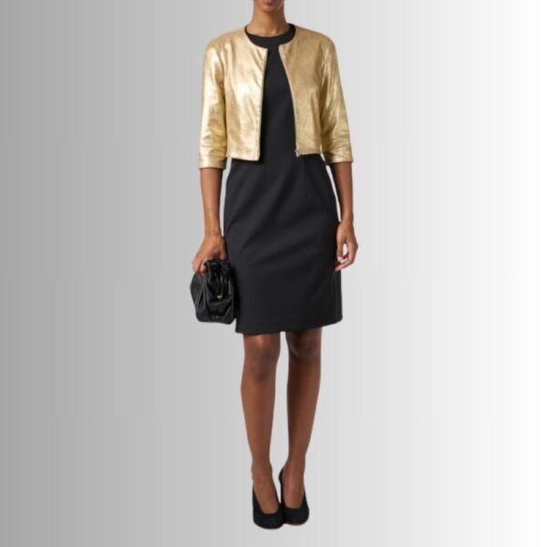 Blouson Doré Femme - Col Rond