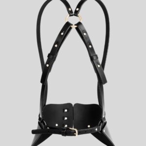 Harnais Corset Femme en Cuir Noir – Bretelles réglables &amp; Boucles