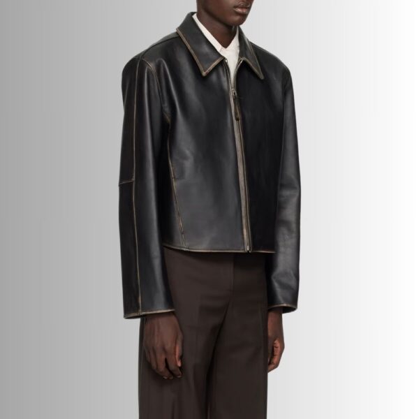 Noir Fade – Veste Cuir Noire Homme – Finition Délavée Luxe