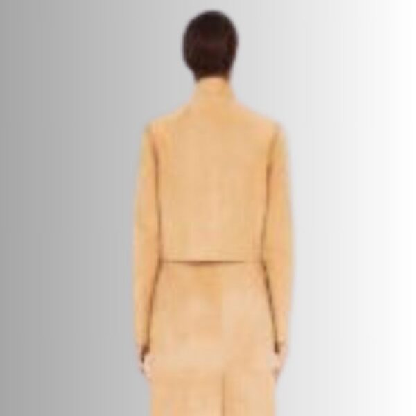 Veste Daim Camel Femme - Col Haut