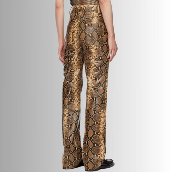 Pantalon En Cuir Marron Homme - En Relief Serpent