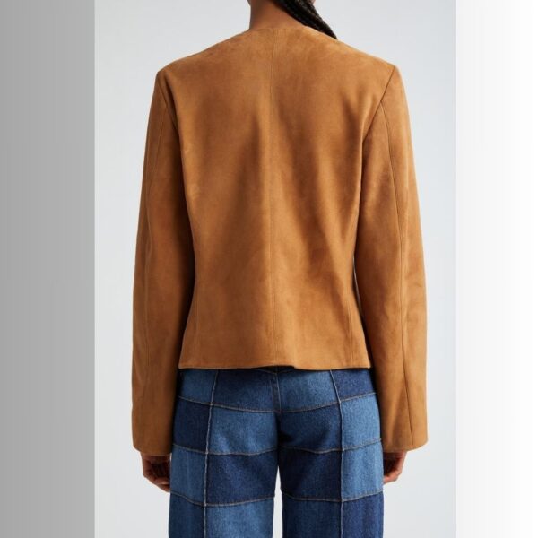 Veste En Daim Femme Marron - Collier Bijou