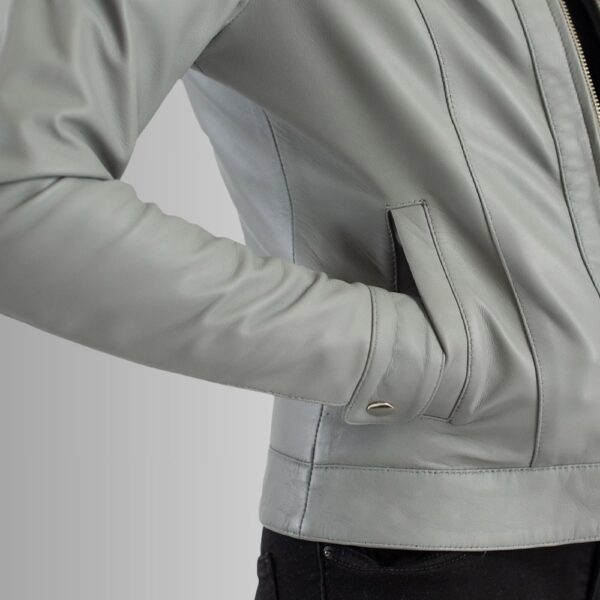 Veste en cuir gris pour femme