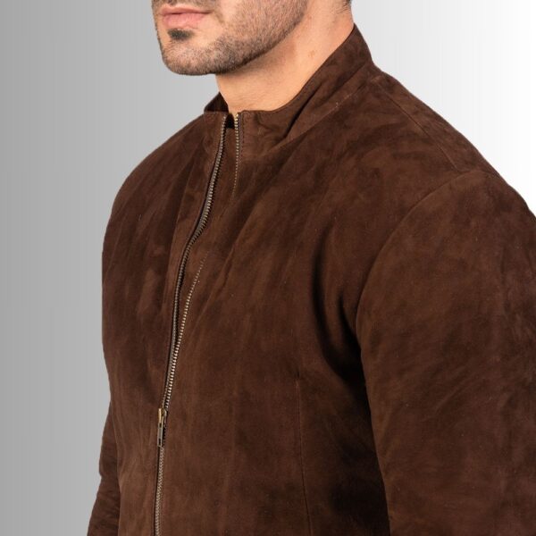 Veste Homme Marron Daim - Style Motard