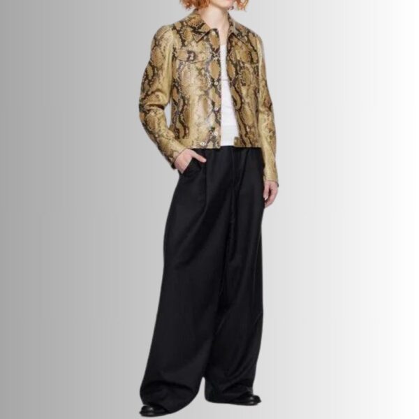 Python Beige – Veste cuir serpent homme – Effet reptile naturel