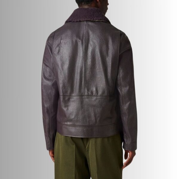 VelvetStorm – Veste Cuir Homme Violet – Col Fourrure Luxe