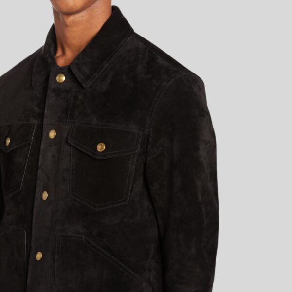 Onyx Crest – Veste En Daim Noire Pour Homme Élégante