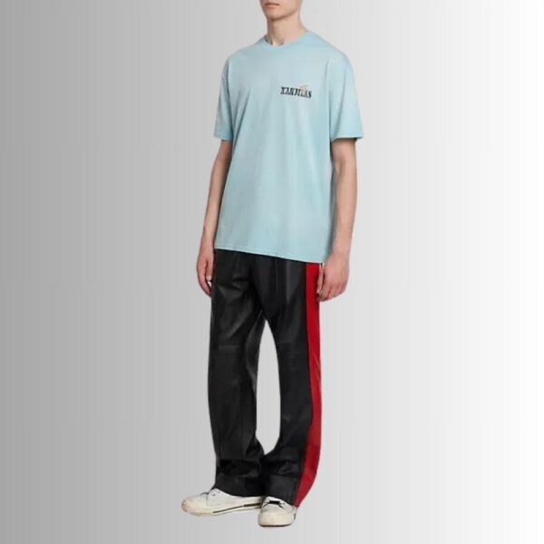 Pantalon Noir et Rouge Homme - Cuir d'agneau