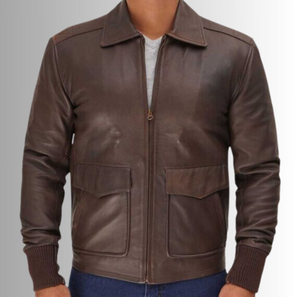 A2 Rustique – Veste Cuir Homme Marron Vintage Style Aviateur