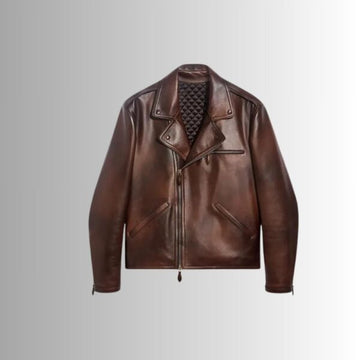 Bronze Rider – Blouson cuir marron biker homme – Cuir véritable