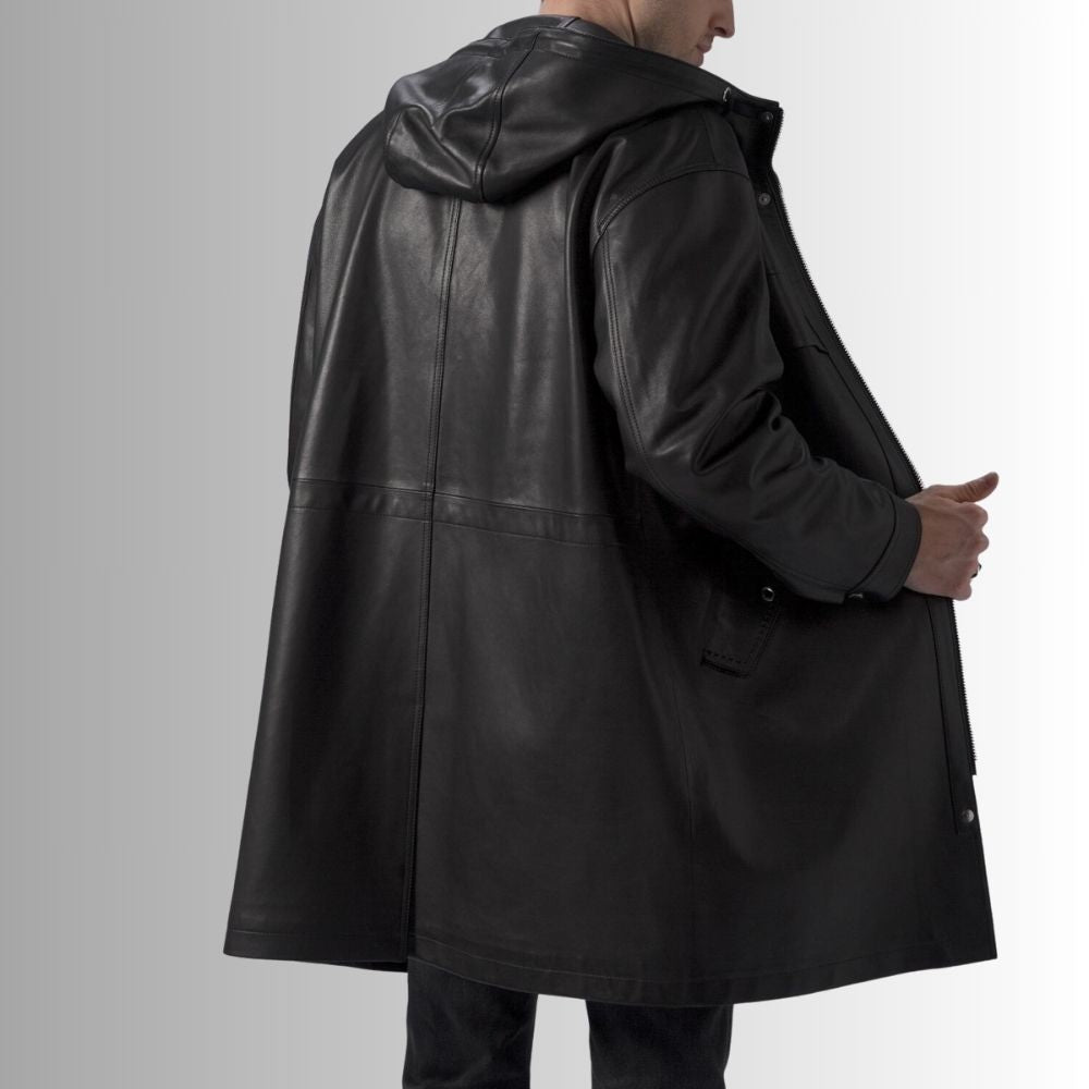 Manteau Long Cuir Homme - Noir