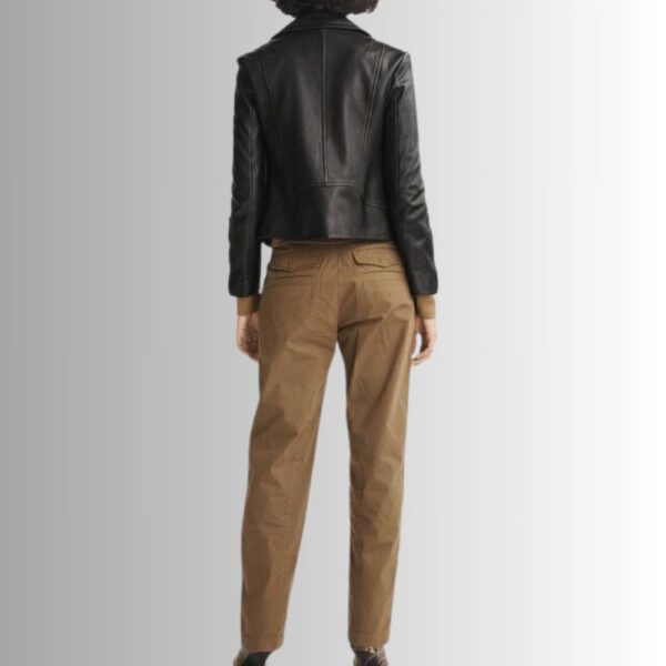 Blouson Femme Cuir Noir - Style motard