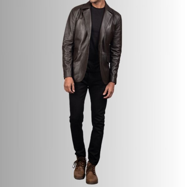Blazer en cuir marron pour homme