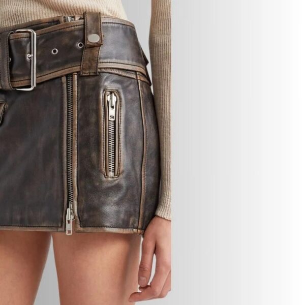 Micro Jupe Cuir Pour Femme - Style Ceinturé