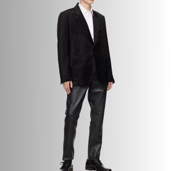 Pantalon En Cuir Noir Homme - Coupe Classique