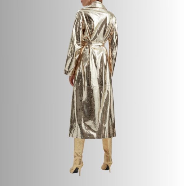 Manteau En Cuir Femme Long - Doré