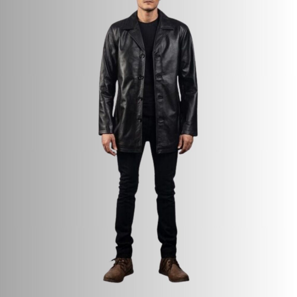 Manteau en cuir Homme - Noir