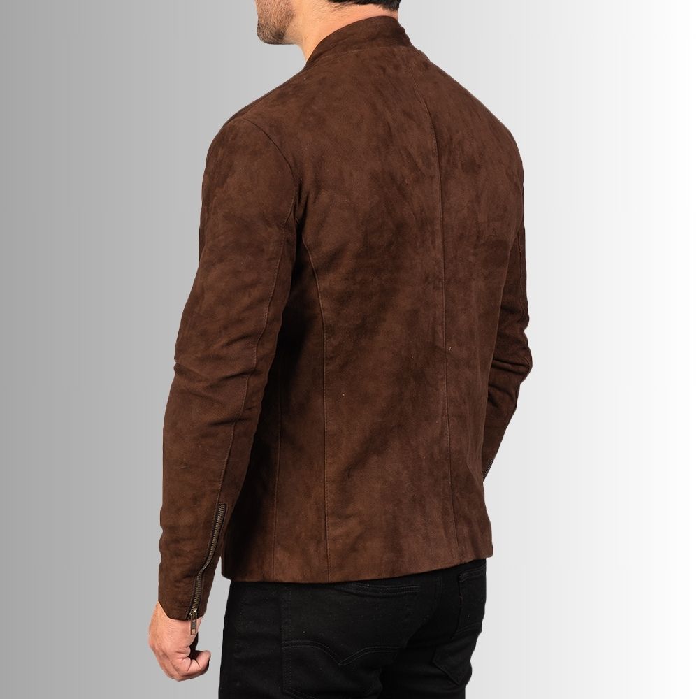 Veste Homme Marron Daim - Style Motard
