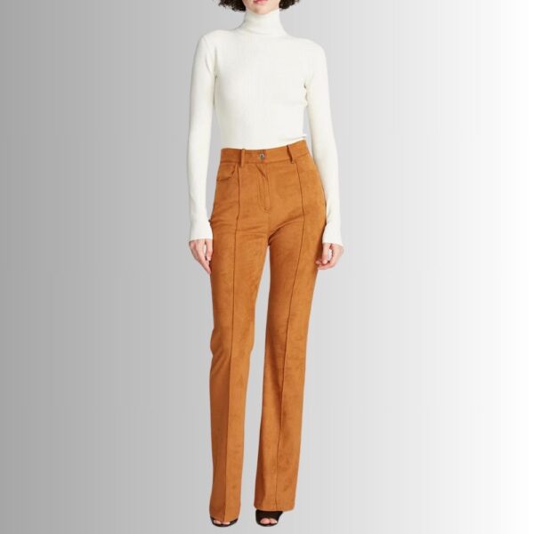 Pantalon En Daim Femme - Marron Selle