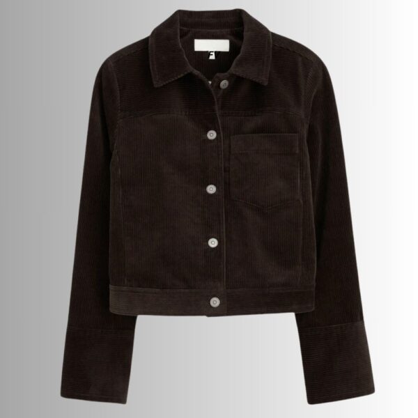 Veste Côtelée Marron Femme – Velours Court Chic décontracté