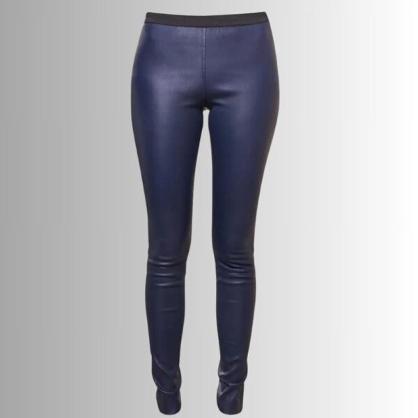 Pantalon Cuir Bleu Femme - Peau Tendue